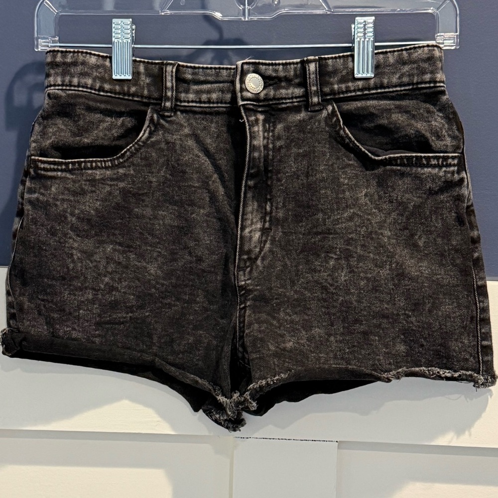 H&M Washed Black Jean Shorts Youth Girls